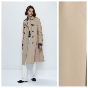 NWT. Massimo Dutti Beige Cotton Double-Breasted Trench Coat with Belt. Size XS.